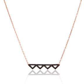 Row Of Triangle Shape Turkish Wholesale Handcrafted Silver Necklace