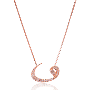 Vav Arabic Letter Turkish Wholesale Handcrafted Silver Zirconia Pendant