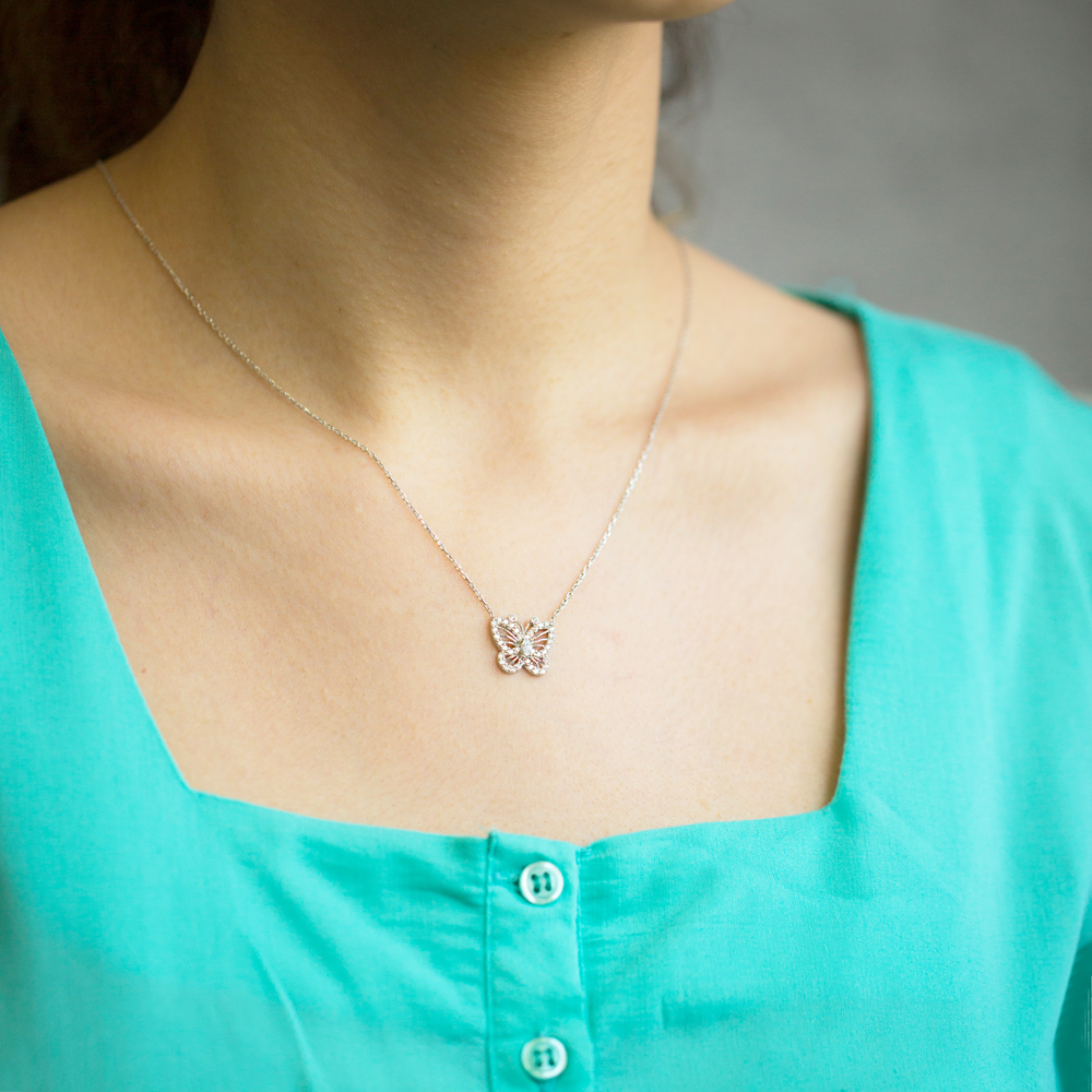 Butterfly Turkish Wholesale Handcrafted Silver Zirconia Pendant