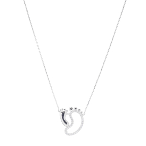 Footprint Turkish Wholesale Handcrafted Silver Zirconia Ghost Baby Mother Foot Pendant