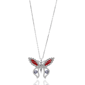 Turkish Wholesale Handcrafted Silver Enamel Butterfly Pendant