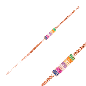 Colorful Rectangle Shape Bracelet Wholesale Handcraft 925 Sterling Silver Jewelry