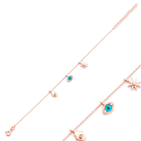 Hamsa Evil Eye Star Shaker Charm Bracelet Wholesale Turkish Sterling Silver Jewelry