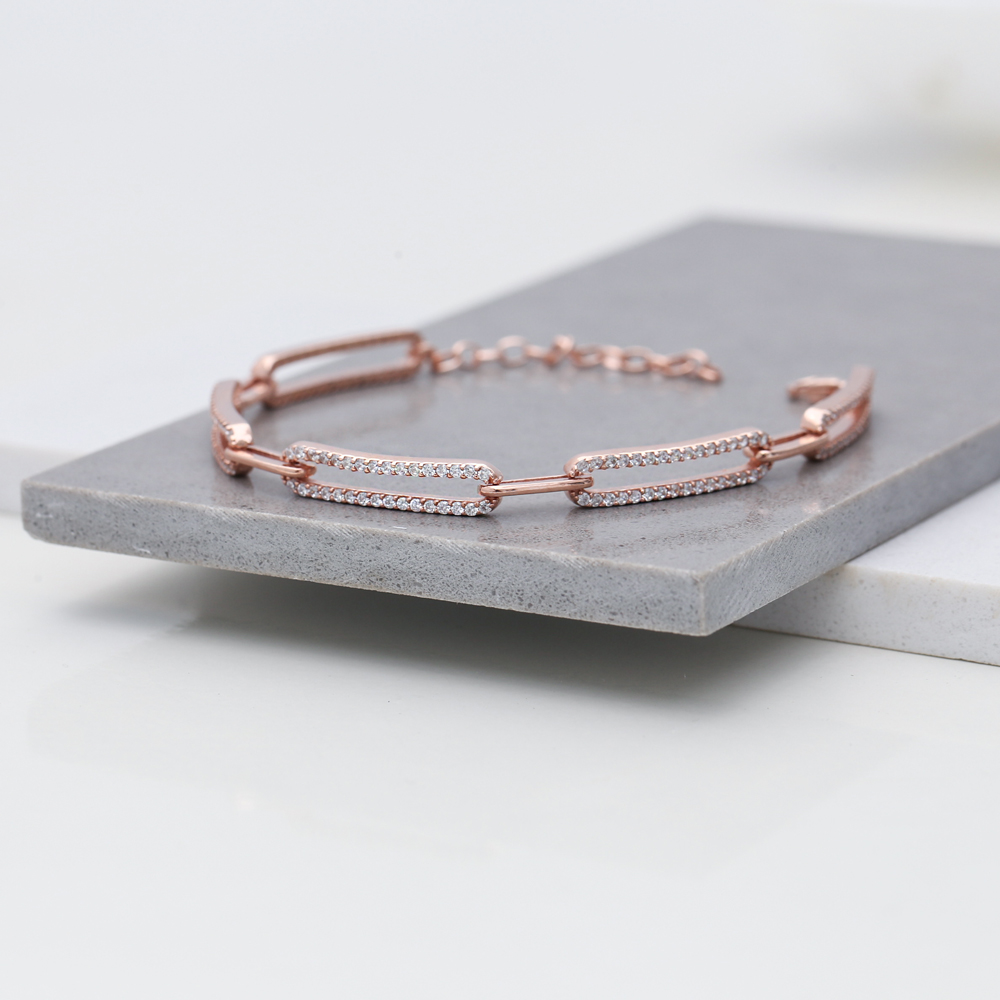 Silver Charm Chain Zircon Stone Bracelet Wholesale Turkish 925 Sterling Silver Jewelry