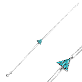 Triangle Design Geometric Shape Bracelet Turquoise Sterling Silver Jewelry