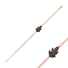Leaf Design Adjustable Turkish Wholesale Silver Charm Bracelet