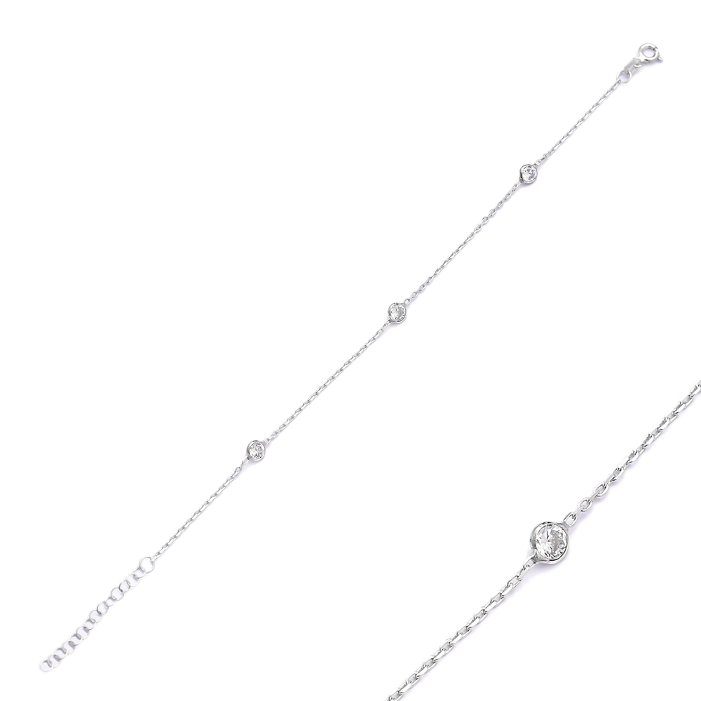 Elegant Zircon Beaded 925 Silver Sterling Bracelet Wholesale Handcrafted Jewelry