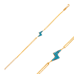 Lightning Design Turquoise Stone Charm Bracelet Wholesale Handcrafted Jewelry