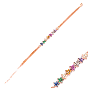 Colorful Star Charm Bracelet Wholesale 925 Sterling Silver Jewelry
