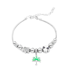 Enamel Palm Charm Bracelet Wholesale 925 Sterling Silver Jewelry