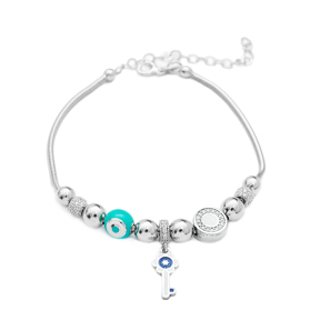 Enamel Key Charm Bracelet Wholesale 925 Sterling Silver Jewelry