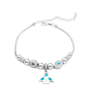 Enamel Angle Charm Bracelet Wholesale 925 Sterling Silver Jewelry