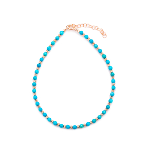 Minimalist Design Turkish Wholesale Handcrafted Silver Turquoise Stone Anklet