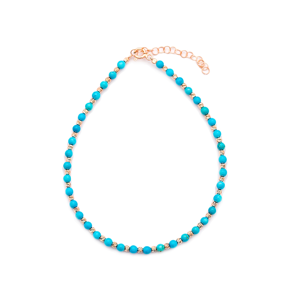 Minimalist Design Turkish Wholesale Handmade Silver Turquoise Stone Anklet