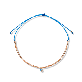 Blue String Ball with Evil Eye Charm Anklet Wholesale Turkish 925 Sterling Silver Jewelry