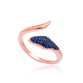 Sapphire Zircon Stone Snake Design 925 Sterling Silver Jewelry Ring