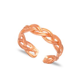 Braided Woven Design 925 Sterling Silver Adjustable Ring Jewelry