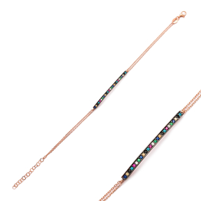 Thin Rainbow Bar Bracelet Wholesale Handcraft Silver Sterling Jewelry