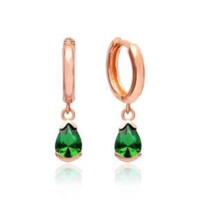 Pear Shape Emerald Earrings Turkish Wholesale 925 Sterling Silver Jewelry