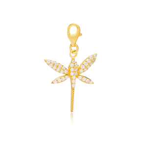 Lucky Dragonfly Zircon Charm Wholesale Handmade Turkish 925 Silver Sterling Jewelry