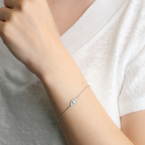 Minimal Evil Eye Design Bracelet Wholesale Turkish 925 Sterling Silver Jewelry