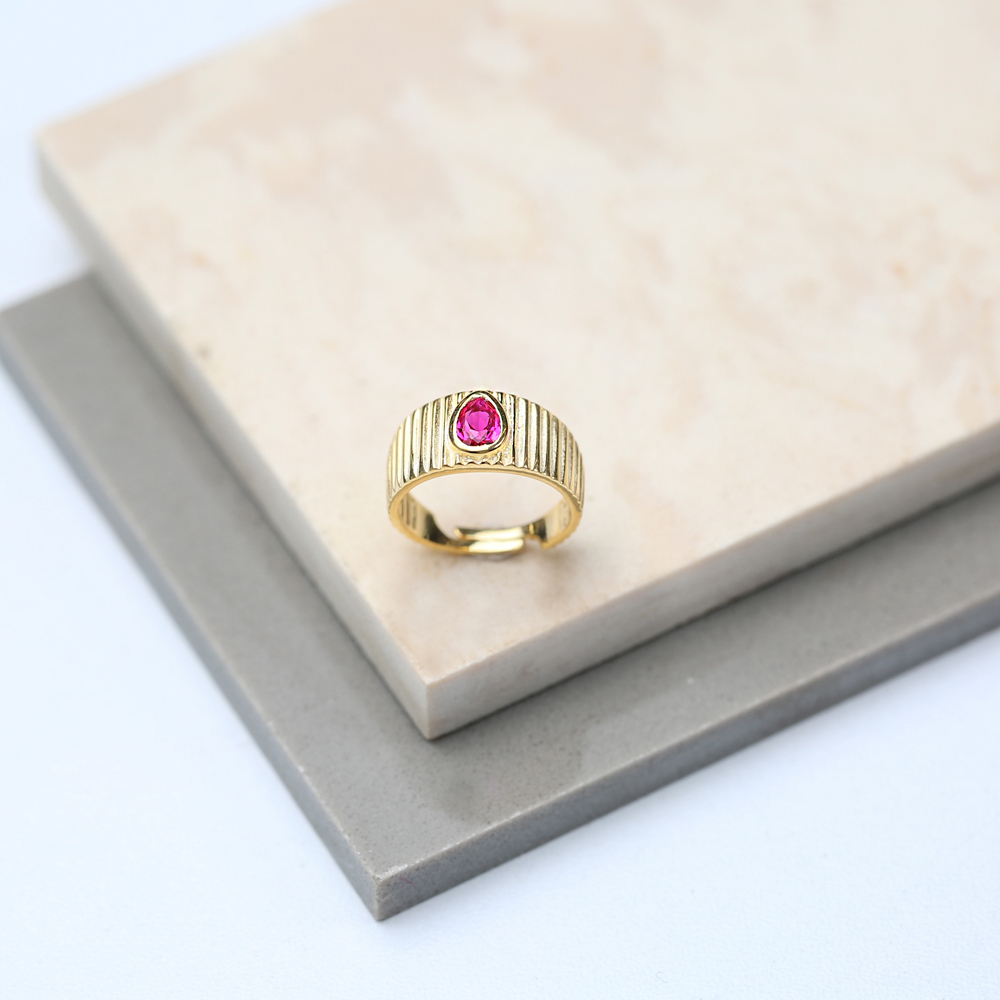 Little Finger Adjustable Ring Drop Shape Ruby Stone Design Wholesale 925 Silver Sterling Jewelry