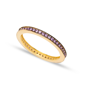 Tender Micro Purple Zircon Band Ring Wholesale Handcrafted Silver Jewelry