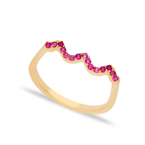 Wave Style Ruby Stone Beaded Ring Wholesale Turkish Handcrafted 925 Sterling Silver Jewelry