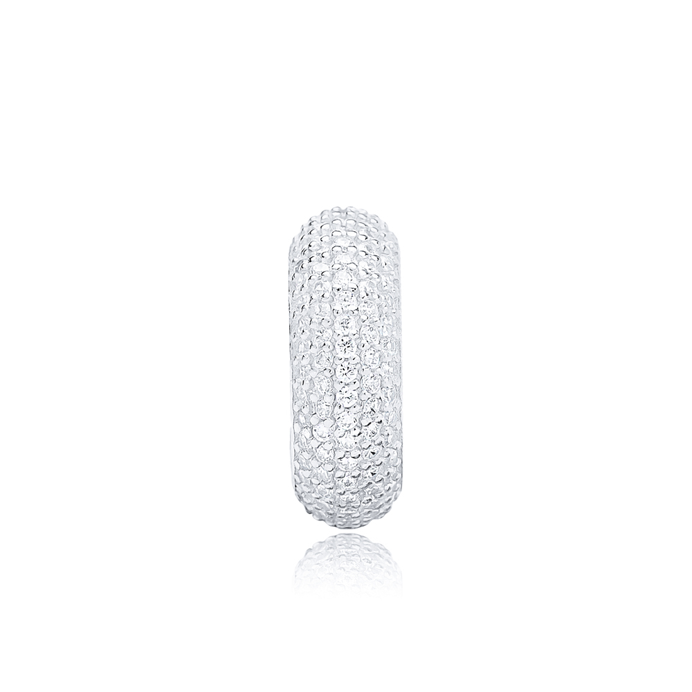 Ø17 mm Sized Zircon Stone Elegant Cartilage Earring Wholesale Turkish 925 Silver Sterling Jewelry