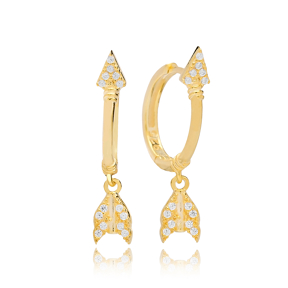 Stylish Arrow Design Zircon Stone Dangle Earring Turkish Wholesale Handmade 925 Sterling Silver Jewelry