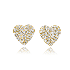 Heart Designs Stud Earrings 925 Sterling Silver Jewelry