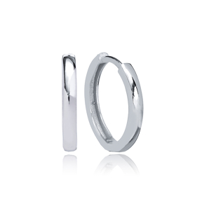 Simple Plain Design Ø21 mm Hoop Earrings Wholesale Turkish Handmade 925 Sterling Silver Jewelry