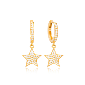 Bright Star Design Ø12 Hoop Earring Turkish Wholesale Handmade 925 Sterling Silver Jewelry