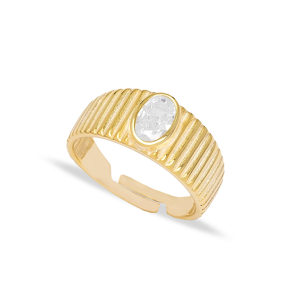 Little Finger Adjustable Ring Oval Shape Zircon Stone Design Wholesale 925 Silver Sterling Jewelry