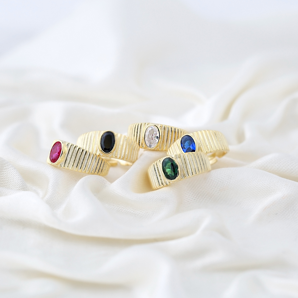 Little Finger Adjustable Ring Oval Shape Zircon Stone Design Wholesale 925 Silver Sterling Jewelry