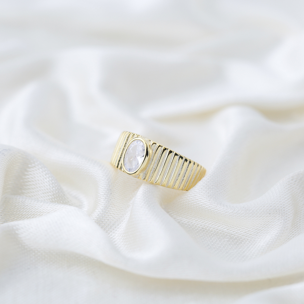 Little Finger Adjustable Ring Oval Shape Zircon Stone Design Wholesale 925 Silver Sterling Jewelry