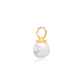 White Mallorca Pearl Charm Wholesale Handmade Turkish 925 Silver Sterling Jewelry With Hole Ø5.8 mm