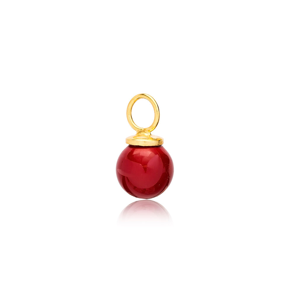 Ø5.8 mm Hole Red Mallorca Pearl Charm Turkish Handmade Wholesale 925 Silver Sterling Jewelry