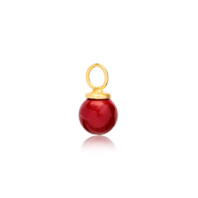 Red Mallorca Pearl Charm Wholesale Handmade Turkish 925 Silver Sterling Jewelry With Hole Ø5.8 mm