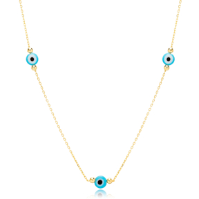 Trendy Evil Eye Design Charm Shaker Necklace Wholesale Turkish Handcrafted 925 Silver Jewelry