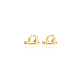 Libra Zodiac Mini Stud Earring Turkish Handmade 925 Sterling Silver Jewelry