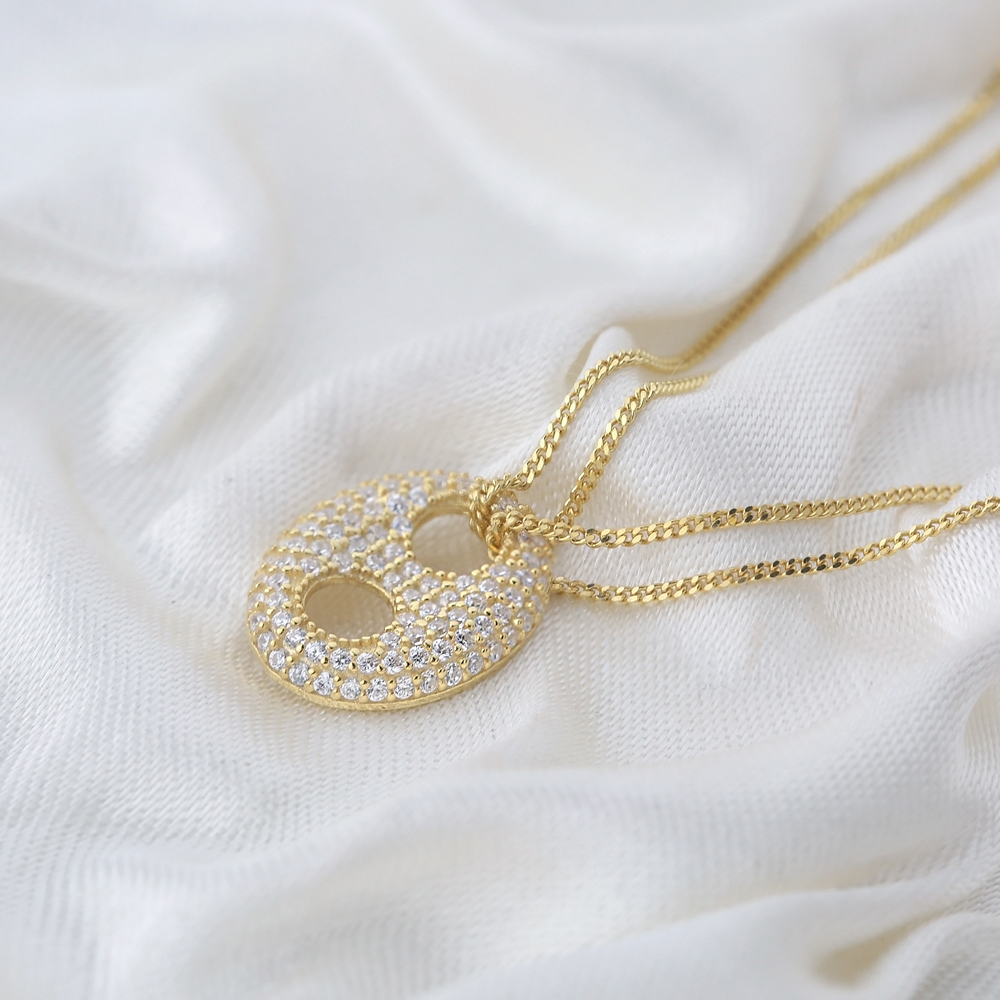 Chic Oval Shape Charm Short  Double Chain Pendant Wholesale Turkish 925 Sterling Silver Jewelry