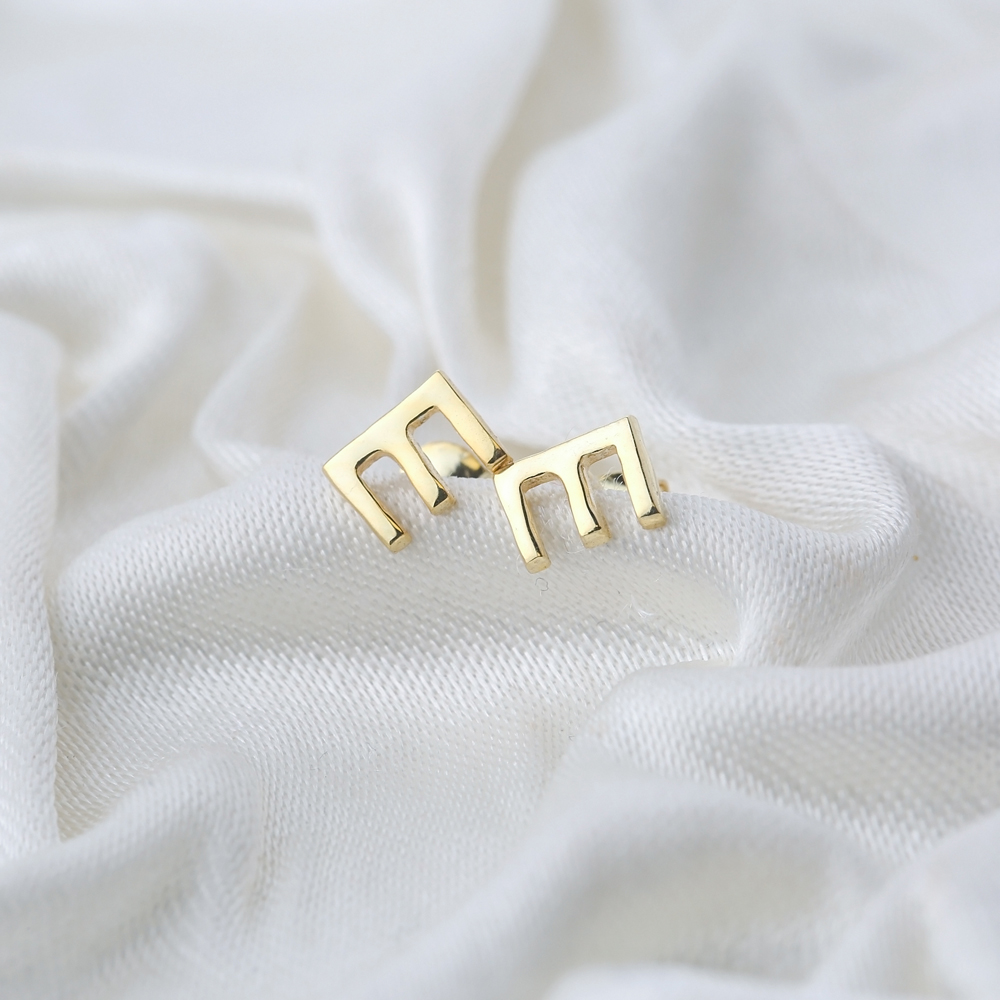 Minimalistic Initial Alphabet letter E Stud Earring Wholesale 925 Sterling Silver Jewelry
