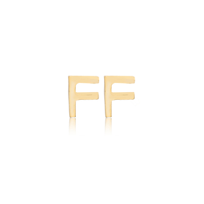 Minimalistic Initial Alphabet letter F Stud Earring Wholesale 925 Sterling Silver Jewelry
