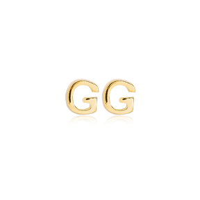 Minimalistic Initial Alphabet letter G Stud Earring Wholesale 925 Sterling Silver Jewelry