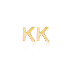 Minimalistic Initial Alphabet letter K Stud Earring Wholesale 925 Sterling Silver Jewelry