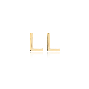 Minimalistic Initial Alphabet letter L Stud Earring Wholesale 925 Sterling Silver Jewelry