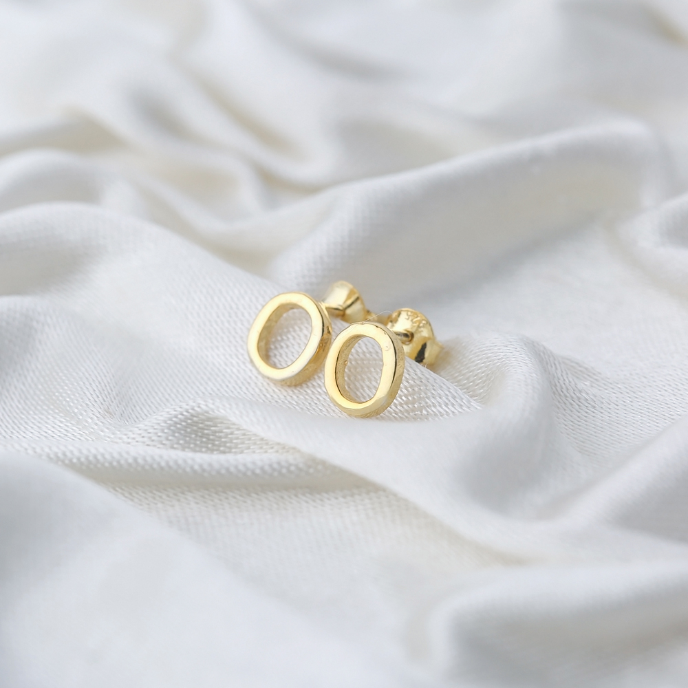 Minimalistic Initial Alphabet letter O Stud Earring Wholesale 925 Sterling Silver Jewelry
