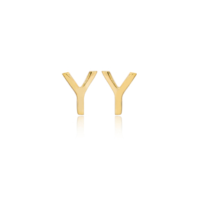 Minimalistic Initial Alphabet letter Y Stud Earring Wholesale 925 Sterling Silver Jewelry