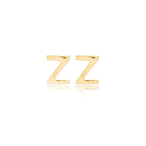 Minimalistic Initial Alphabet letter Z Stud Earring Wholesale 925 Sterling Silver Jewelry